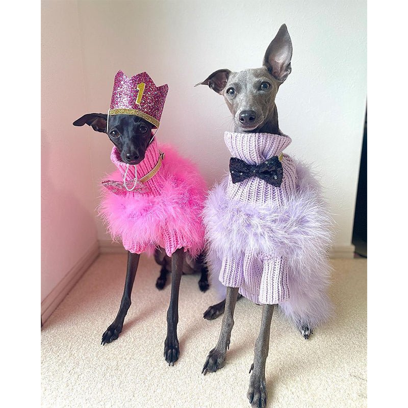 Dog Faux Fur Sweater 100% Polyester Stretchy Italian Greyhound Whippet Fluffy Coat Plush Dog Jumper Slim Breed S–XL Pink Blue Purple Green | Koossa