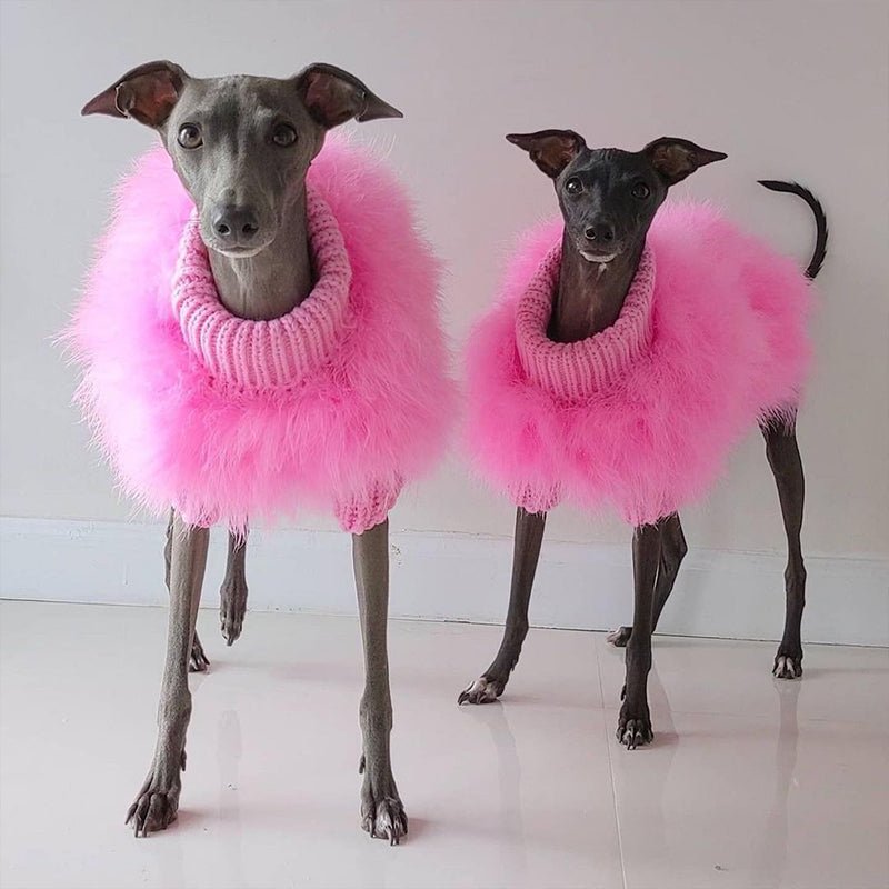 Dog Faux Fur Sweater 100% Polyester Stretchy Italian Greyhound Whippet Fluffy Coat Plush Dog Jumper Slim Breed S–XL Pink Blue Purple Green | Koossa