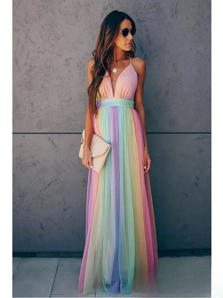 Women's Fit & Flare Swing Dress with V-Neckline — Lightweight Dress for Spring & Summer Garden Parties | Koossa