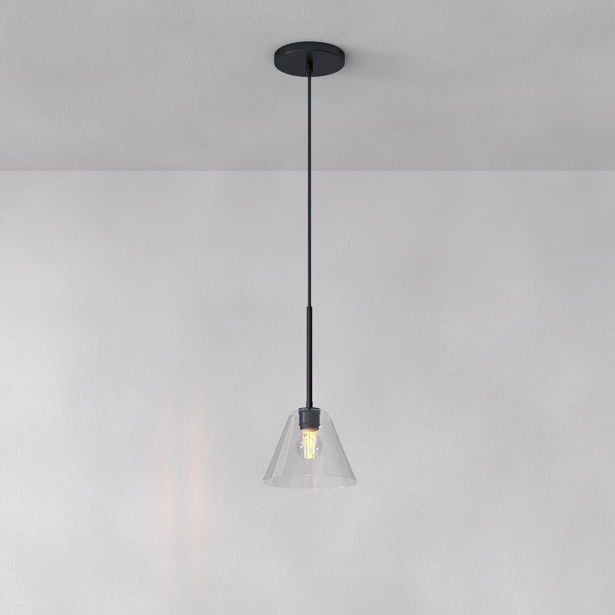 Tapered Glass Hanging Fixture with Metal Canopy – E26 Socket – Dimmable for Dining Room, Island, Entryway | Lonoma