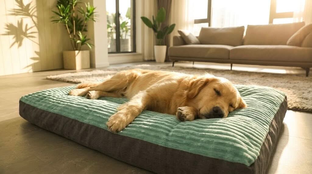 Dog Bed Orthopedic Memory Foam Flakes Washable Cover Anti-Slip Joint Support Senior Pets | Koossa