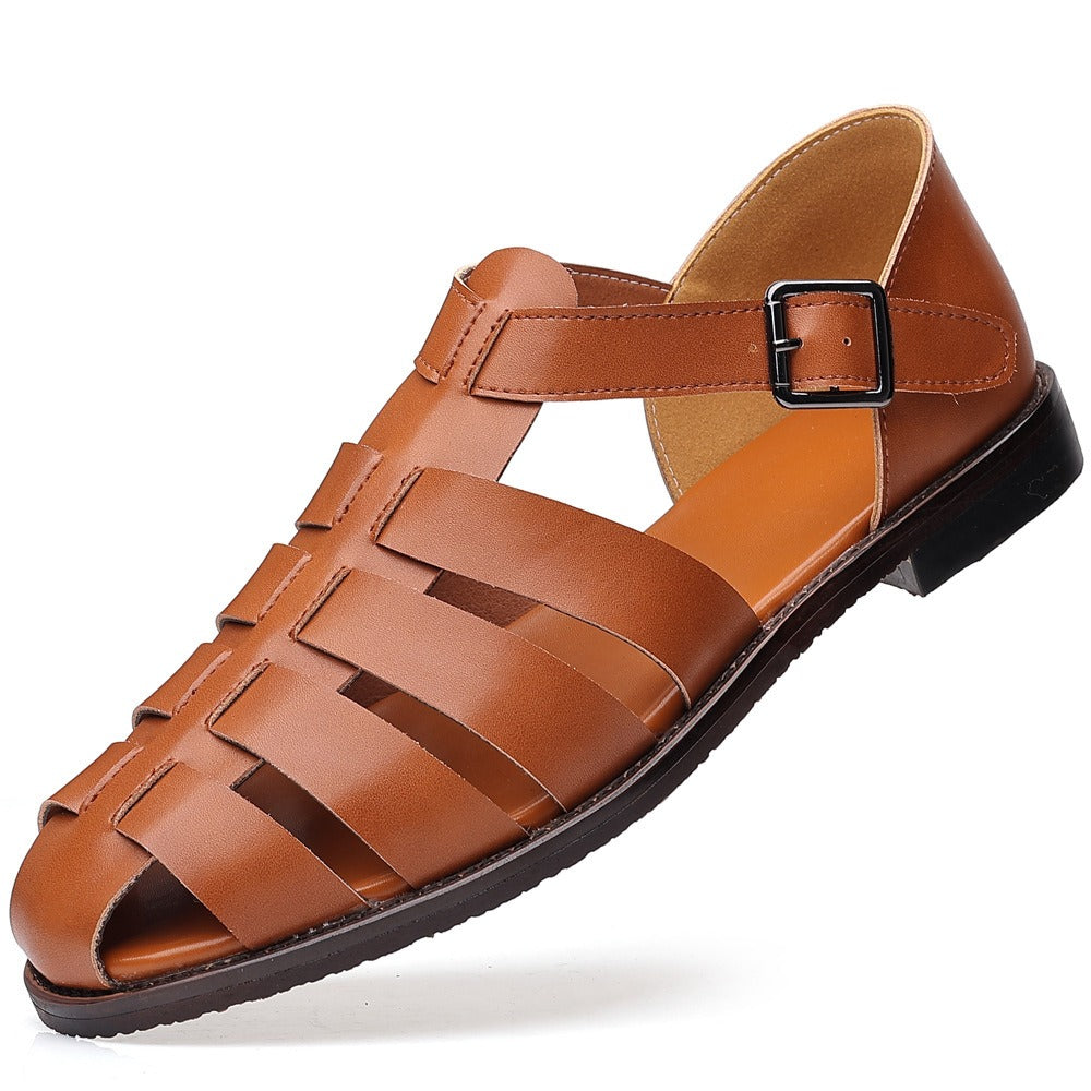 Men's Open-Toe Leather Sandals — Classic Summer Footwear for Smart Casual & Holiday Occasions | Koossa