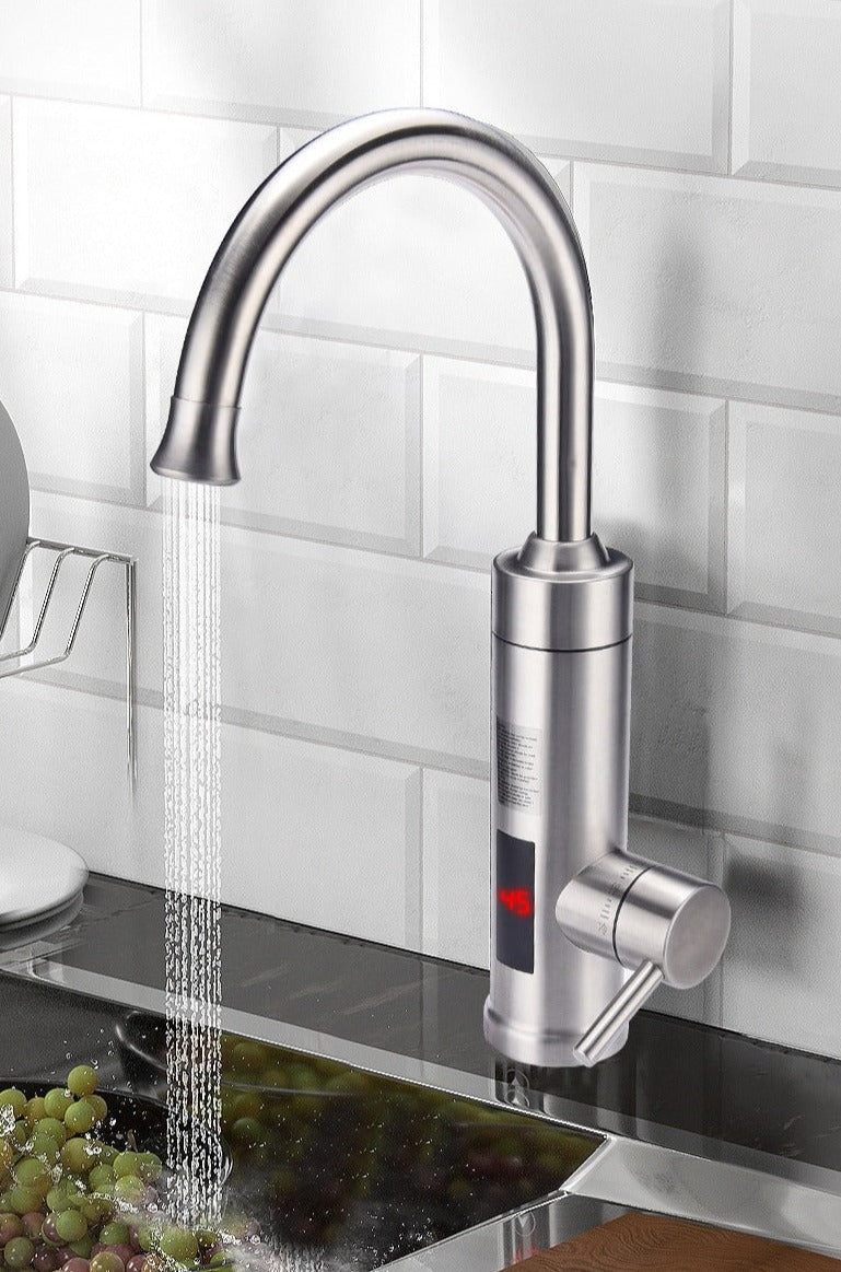 Robinet de cuisine automatique infrarouge nickel brossé sans contact hygiène économie d'eau portée 5 cm | Koossa