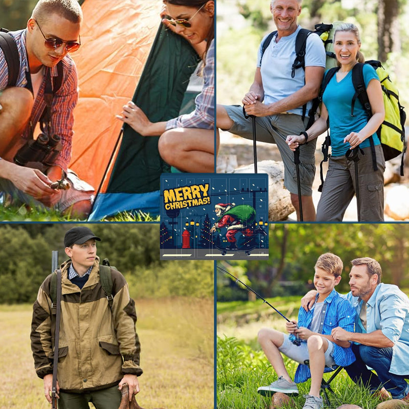 Outdoor Survival Gear Advent Calendar for Men, 24 Camping Tools for Hiking, Backpacking & Wilderness Adventures, Holiday Countdown Gift | Lonoma
