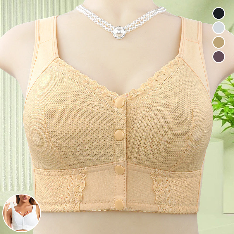 Women's Front-Fastening Soft Cup Bra — Wireless Comfort Bra with Wide Band for All-Day Support | Koossa
