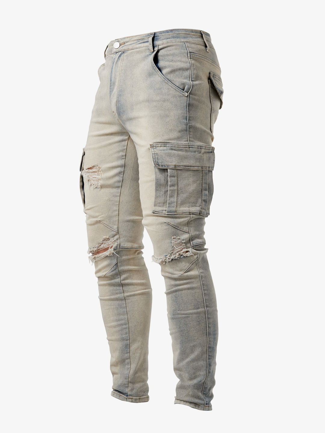 Men's Slim Fit Cargo Trousers — Multi-Pocket Stretch Jeans for Casual Urban Style & Everyday Comfort | Koossa