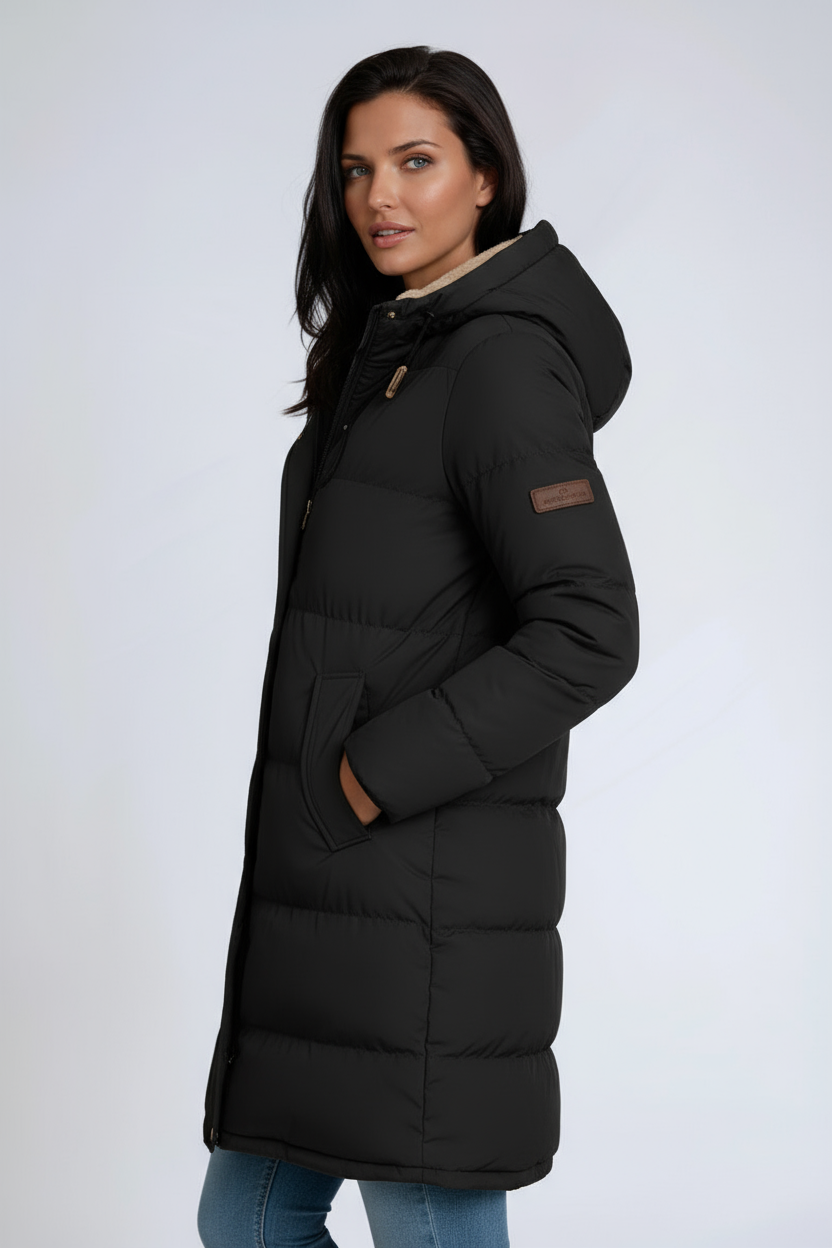 Women's Hooded Mid-Length Puffer Coat — Elegant Winter Jacket for Everyday Warmth & Effortless Style | Koossa