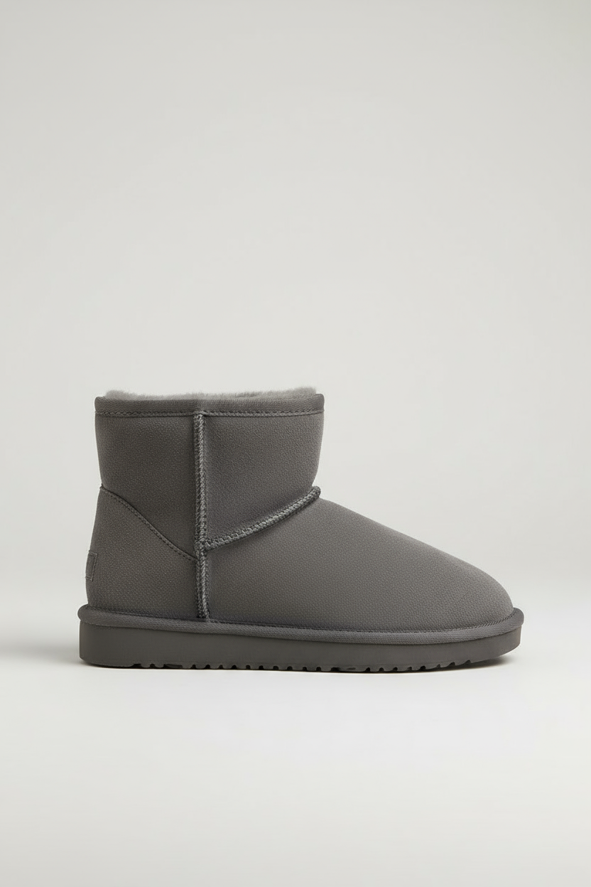 Women's Fur-Lined Ankle Boots in Beige, Black, Khaki & Grey for Winter | Warm Short Boots with Non-Slip Sole | Comfortable Cold Weather Footwear | Koossa