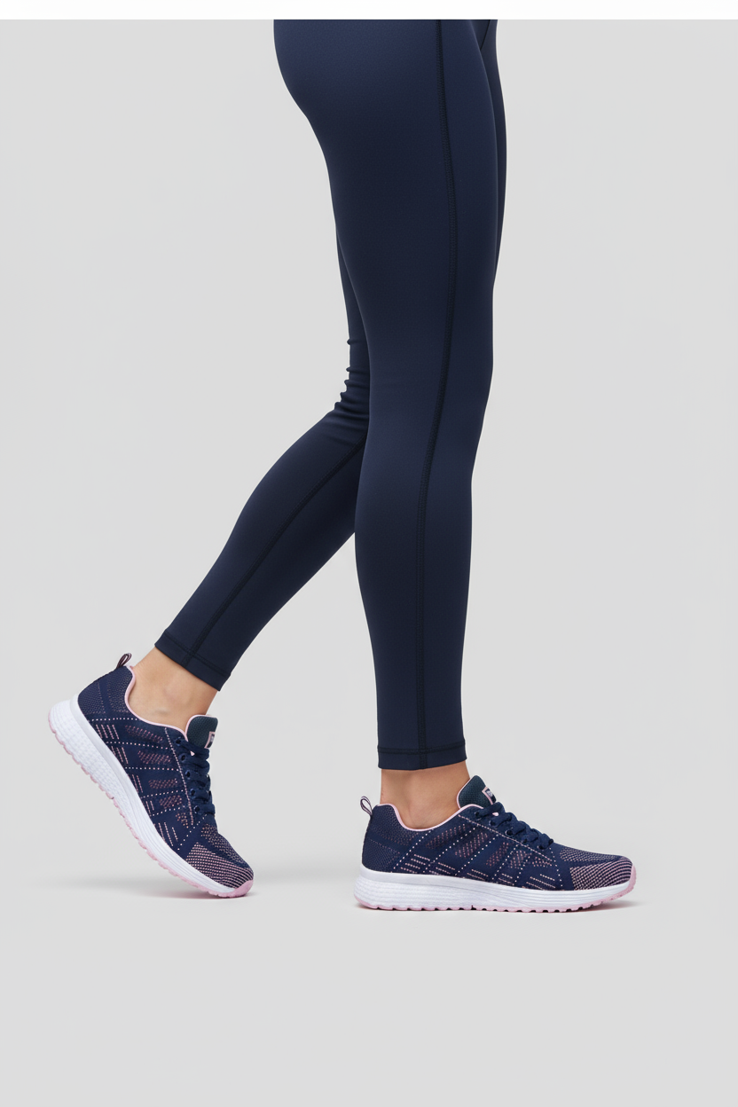 Women's Breathable Knit Trainers White Lightweight Cushioned Sports Shoes for Walking Gym Casual Everyday Comfort | Koossa