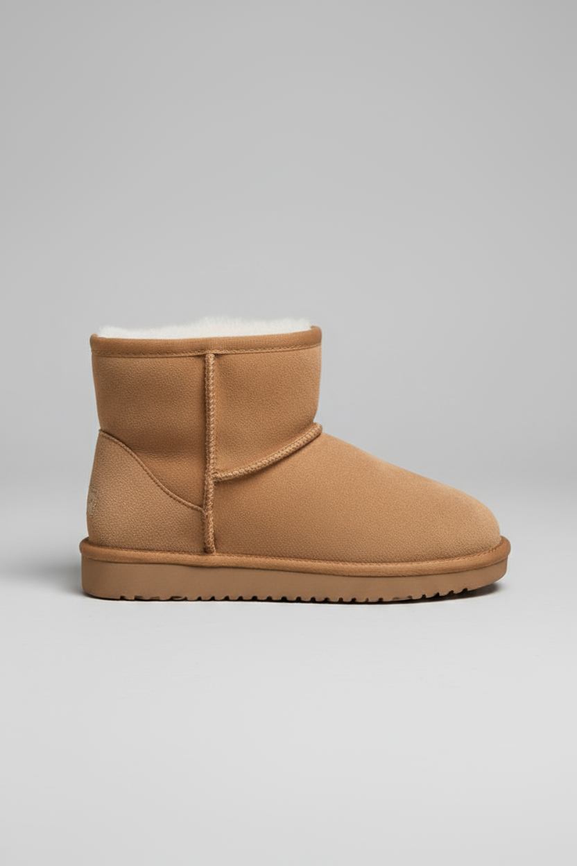 Women's Fur-Lined Ankle Boots in Beige, Black, Khaki & Grey for Winter | Warm Short Boots with Non-Slip Sole | Comfortable Cold Weather Footwear | Koossa