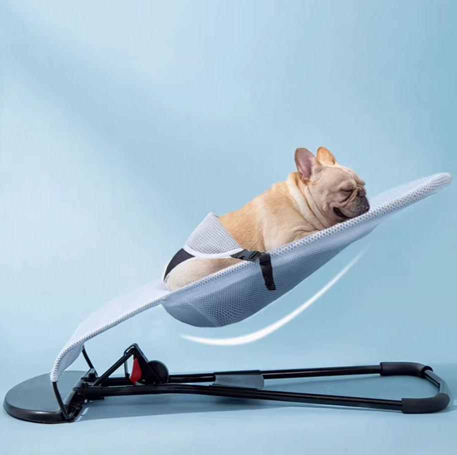 Dog Rocking Lounger Foldable Breathable French Bulldog Elevated Bed Antibacterial Fabric Portable Indoor Outdoor Small Dog Bouncer | Koossa