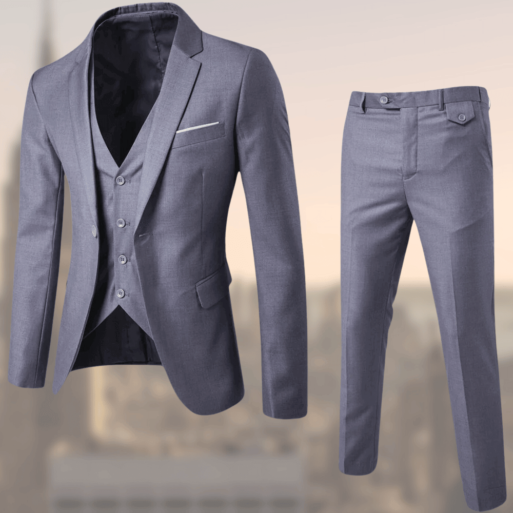 Men's Three-Piece Suit with Waistcoat — Classic Formal Suit for Weddings & Business | Koossa
