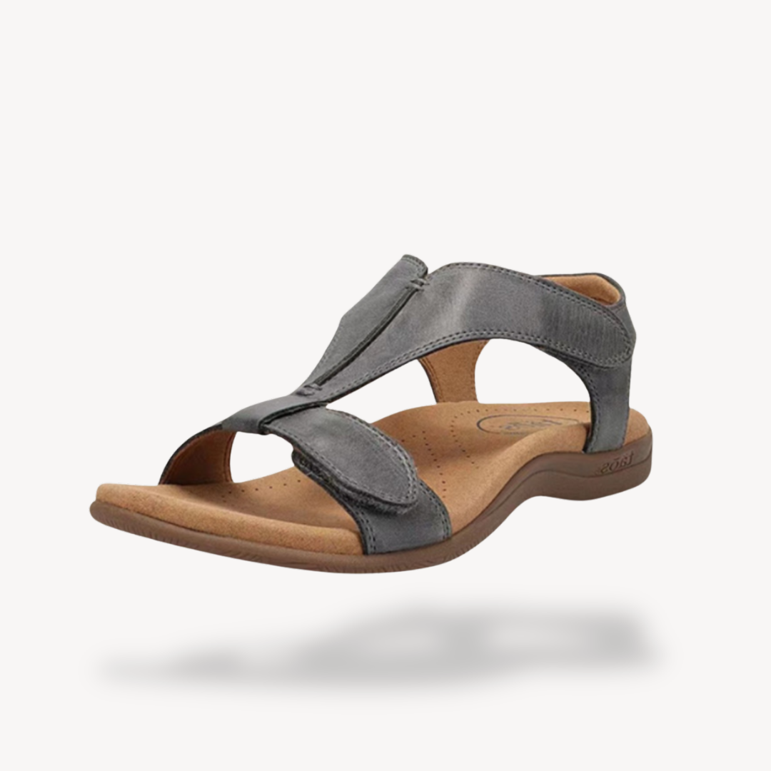 Women's Contoured Footbed Sandals in Black, Grey & Yellow — Arch Support Walking Shoes for Spring & Summer | Koossa