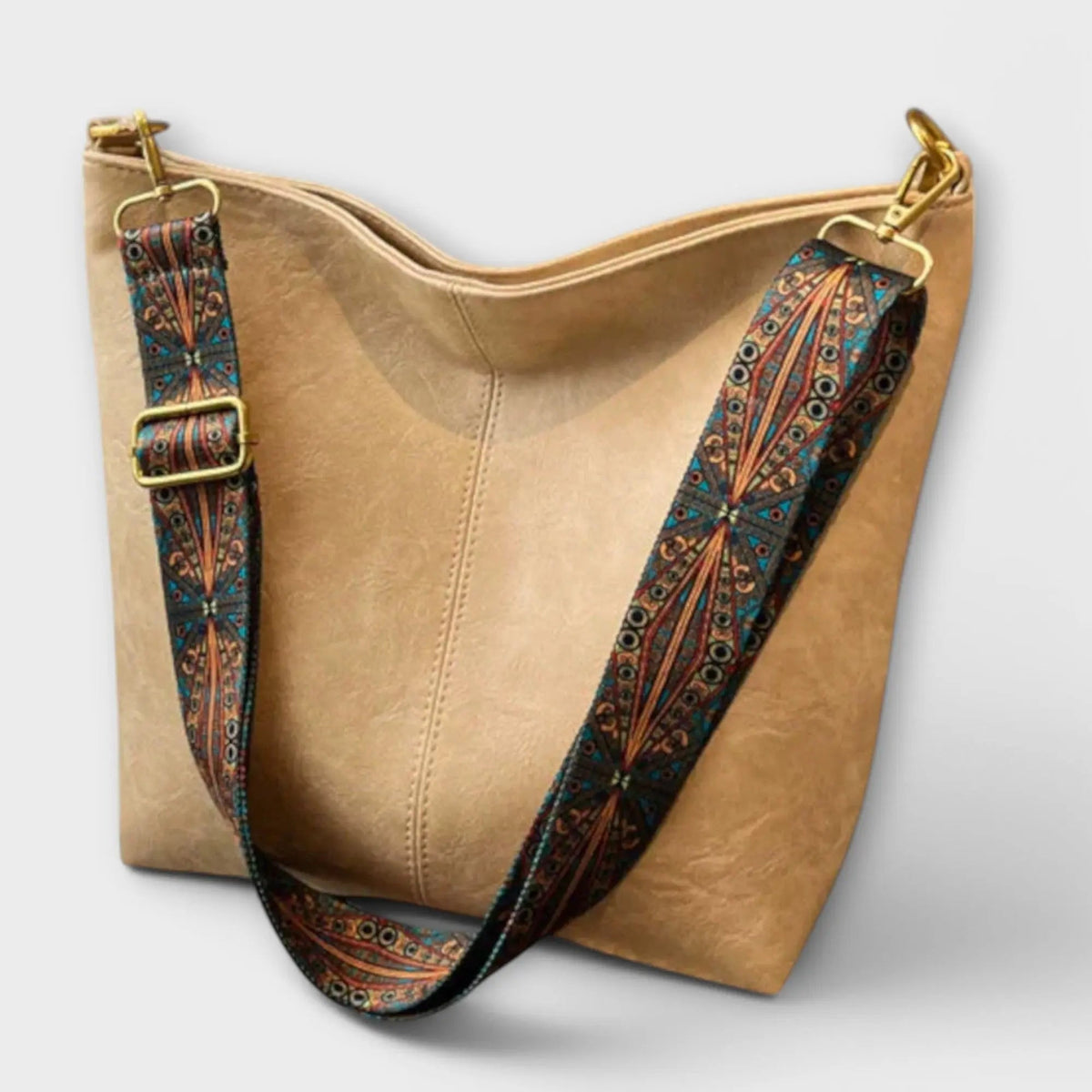 Structured Crossbody Purse with Embroidered Strap for Women - Vintage Style Shoulder Handbag for Work Travel Daily Use | Lonoma