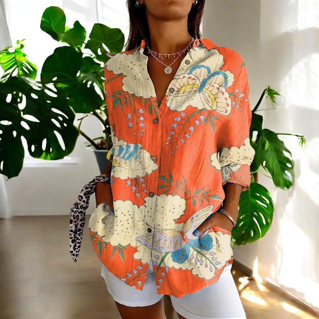 Women's Vintage Floral Print Blouse — Elegant Long Sleeve Shirt for Work & Weekend Styling | Koossa