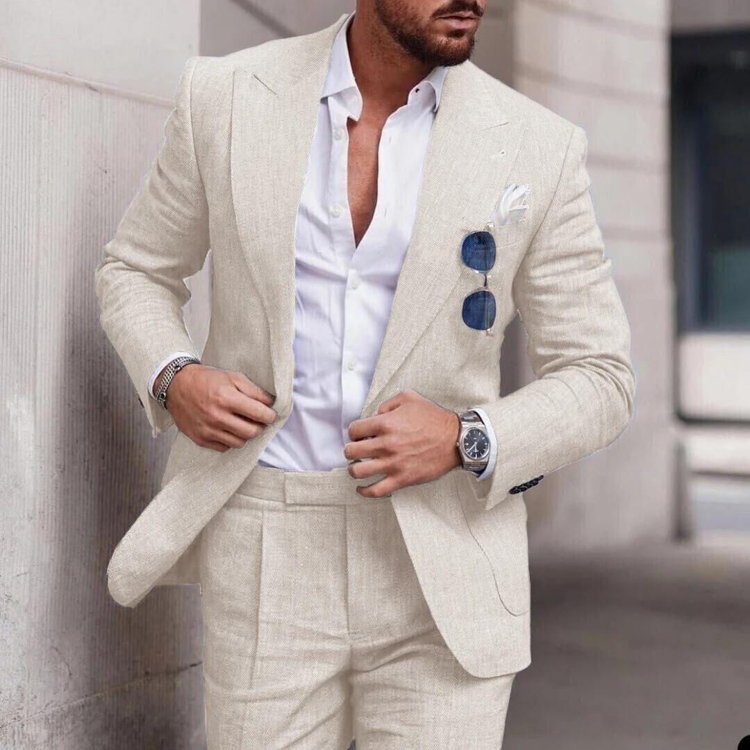 Men's Two-Piece Tailored Suit — Classic Formal Suit for Beach Weddings & Summer Celebrations | Koossa