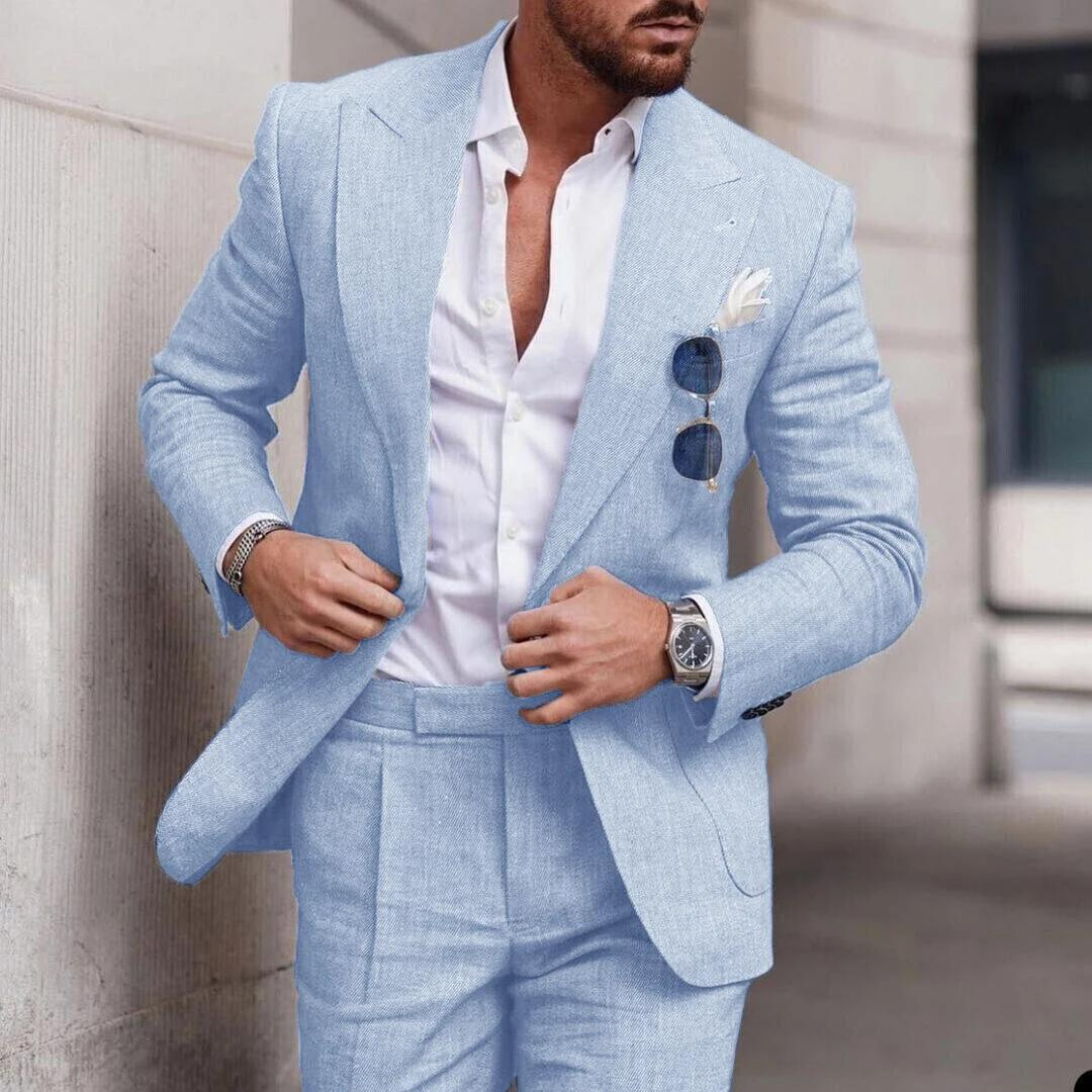 Men's Two-Piece Tailored Suit — Classic Formal Suit for Beach Weddings & Summer Celebrations | Koossa
