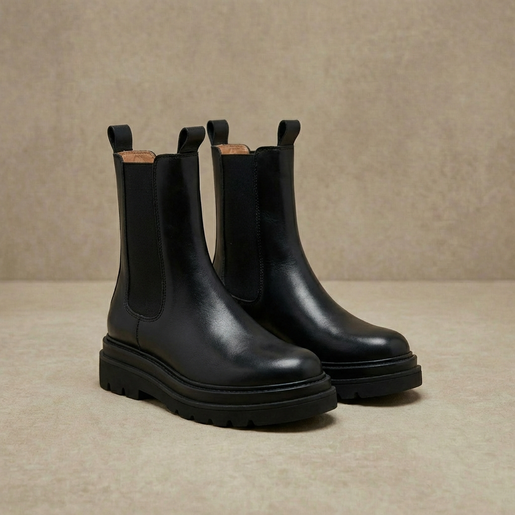Women's Platform Chelsea Boots with Chunky Lug Sole for Fall Winter | Ankle Slip-On Boots | Lonoma