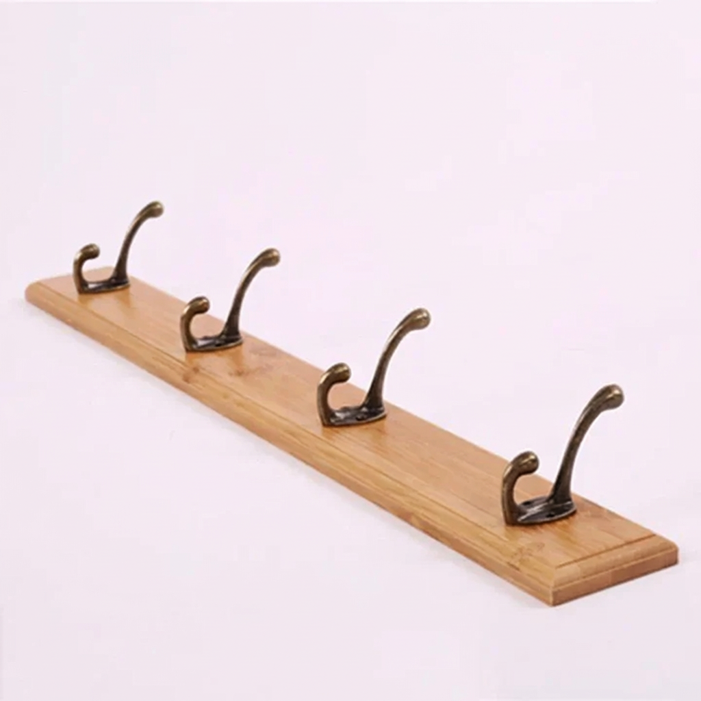Patère murale en bois massif 4-5 crochets blanc beige brun style scandinave pour entrée chambre et hall | Koossa