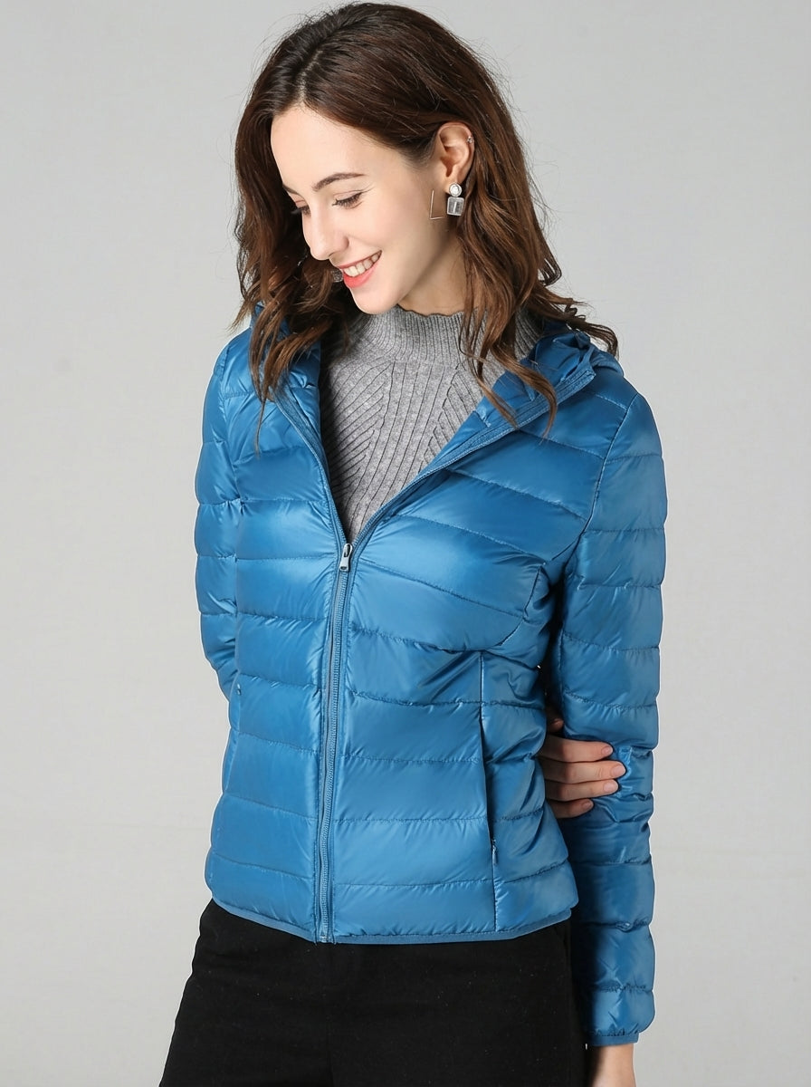 Women's Hooded Puffer Jacket — Lightweight Quilted Coat for Autumn & Winter Layering | Koossa