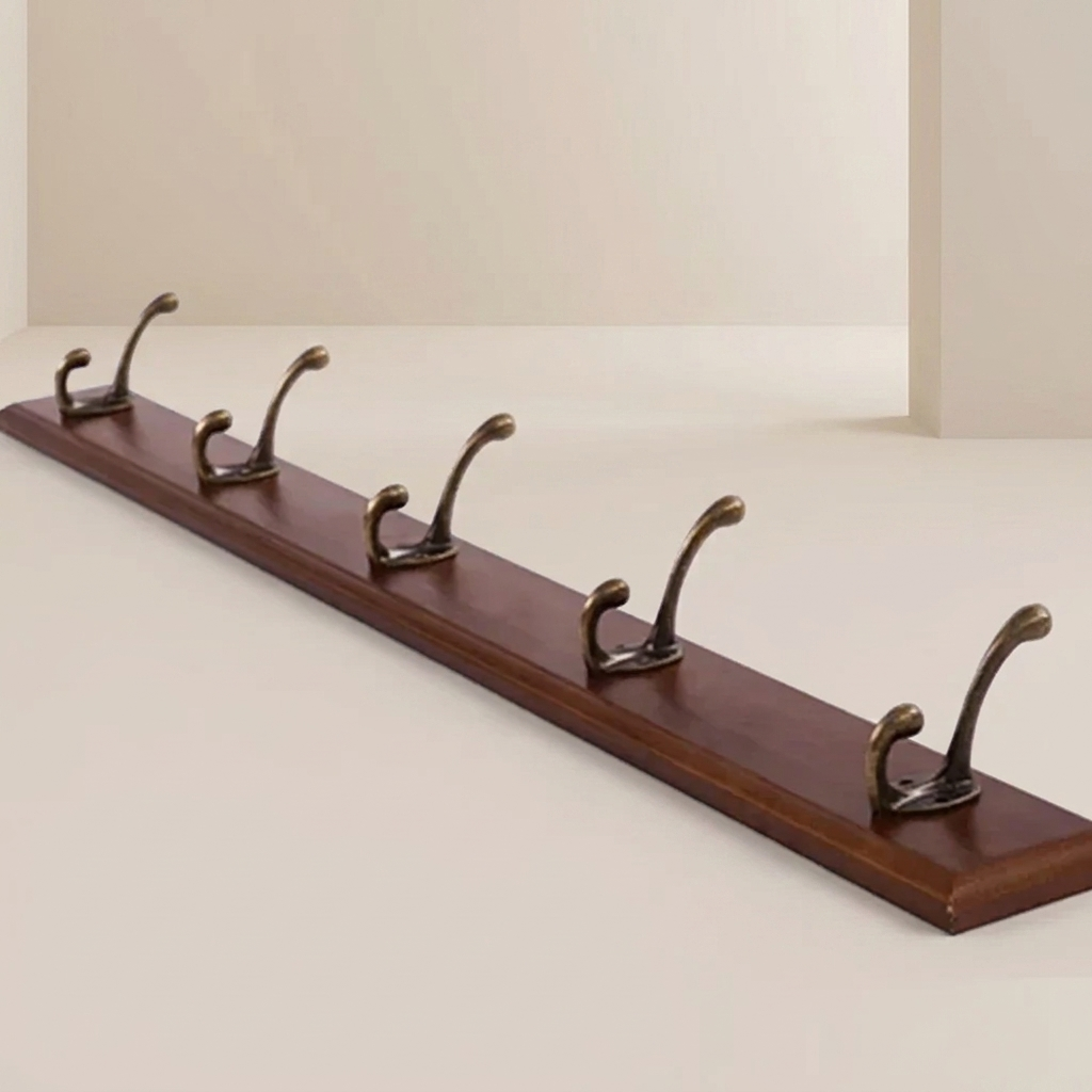 Patère murale en bois massif 4-5 crochets blanc beige brun style scandinave pour entrée chambre et hall | Koossa