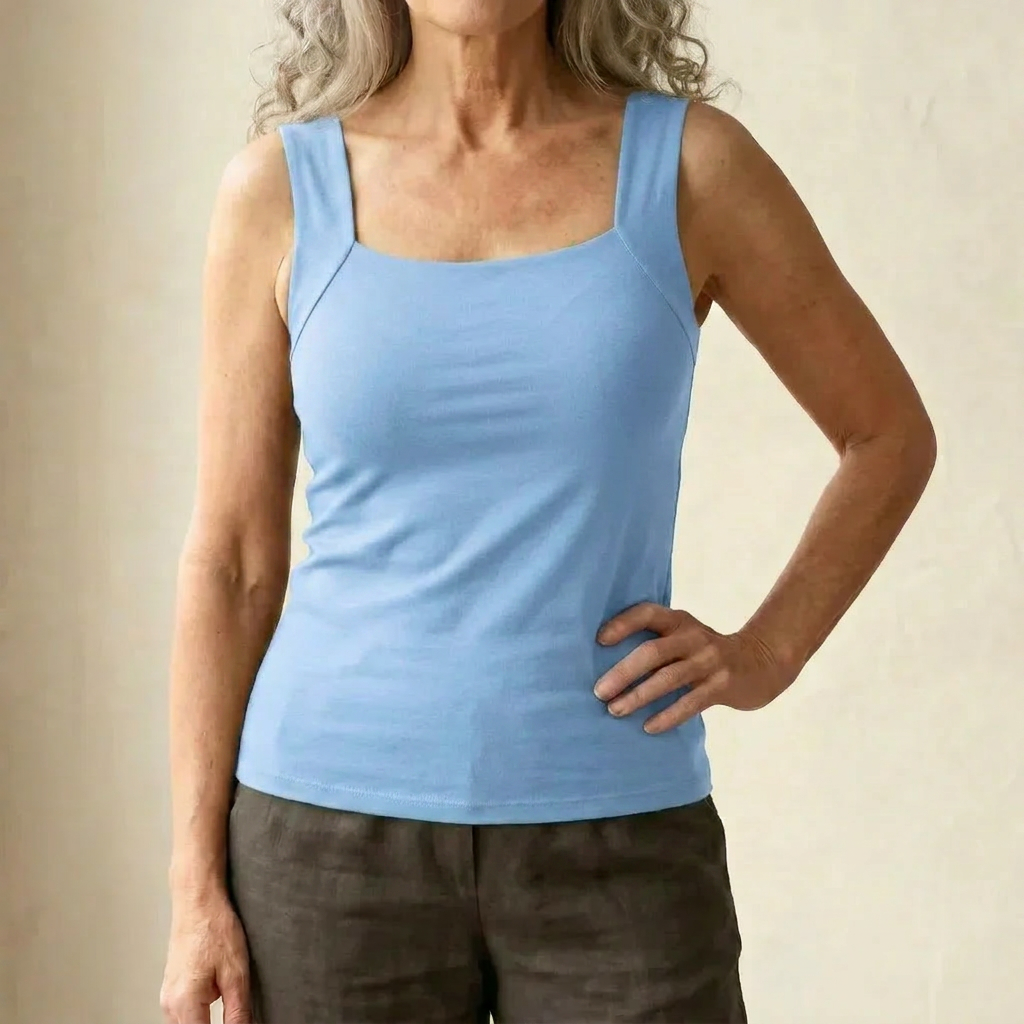 Built-In Support Camisole Top with Integral Bra in Stretch Jersey for Effortless Everyday Layering and Standalone Comfort | Koossa