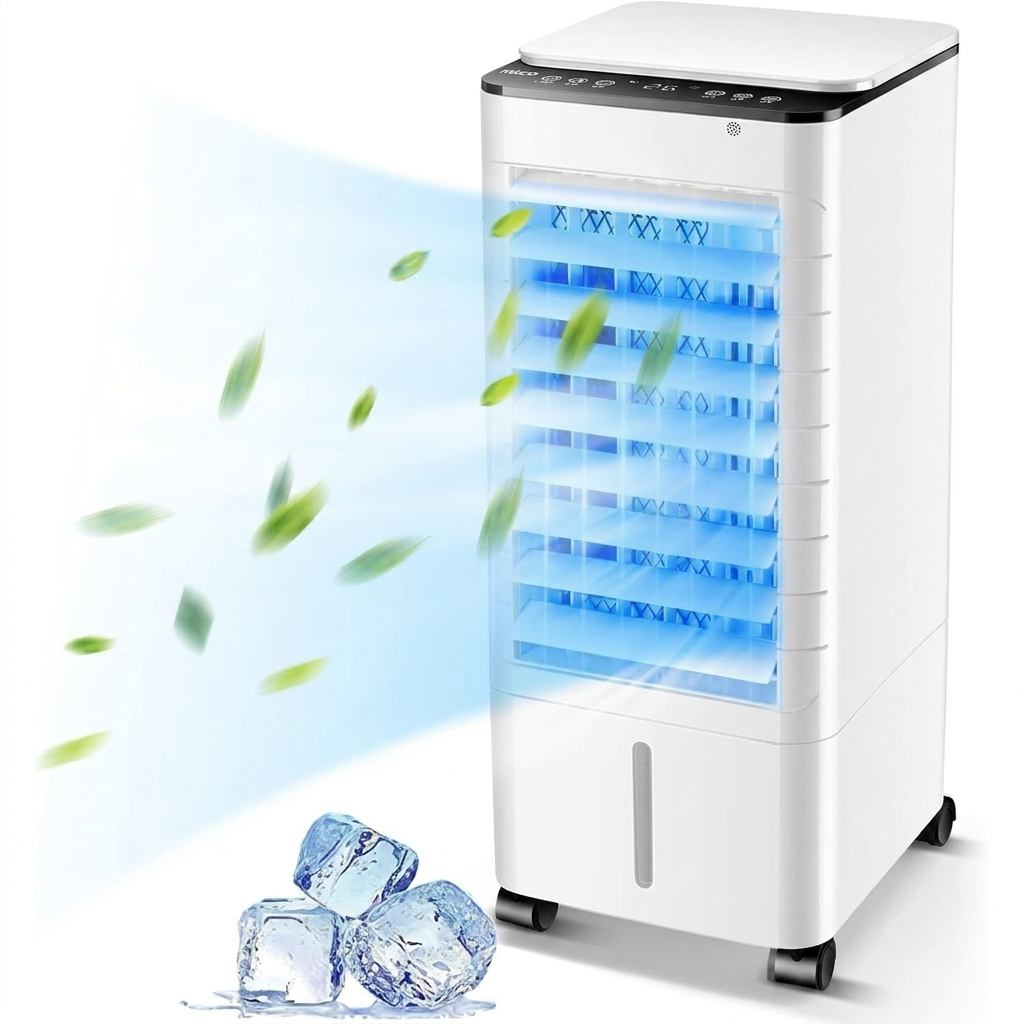 Rafraîchisseur d'Air Mobile 3-en-1 avec Réservoir d'Eau Ventilation Humidification Refroidissement Silencieux | Koossa