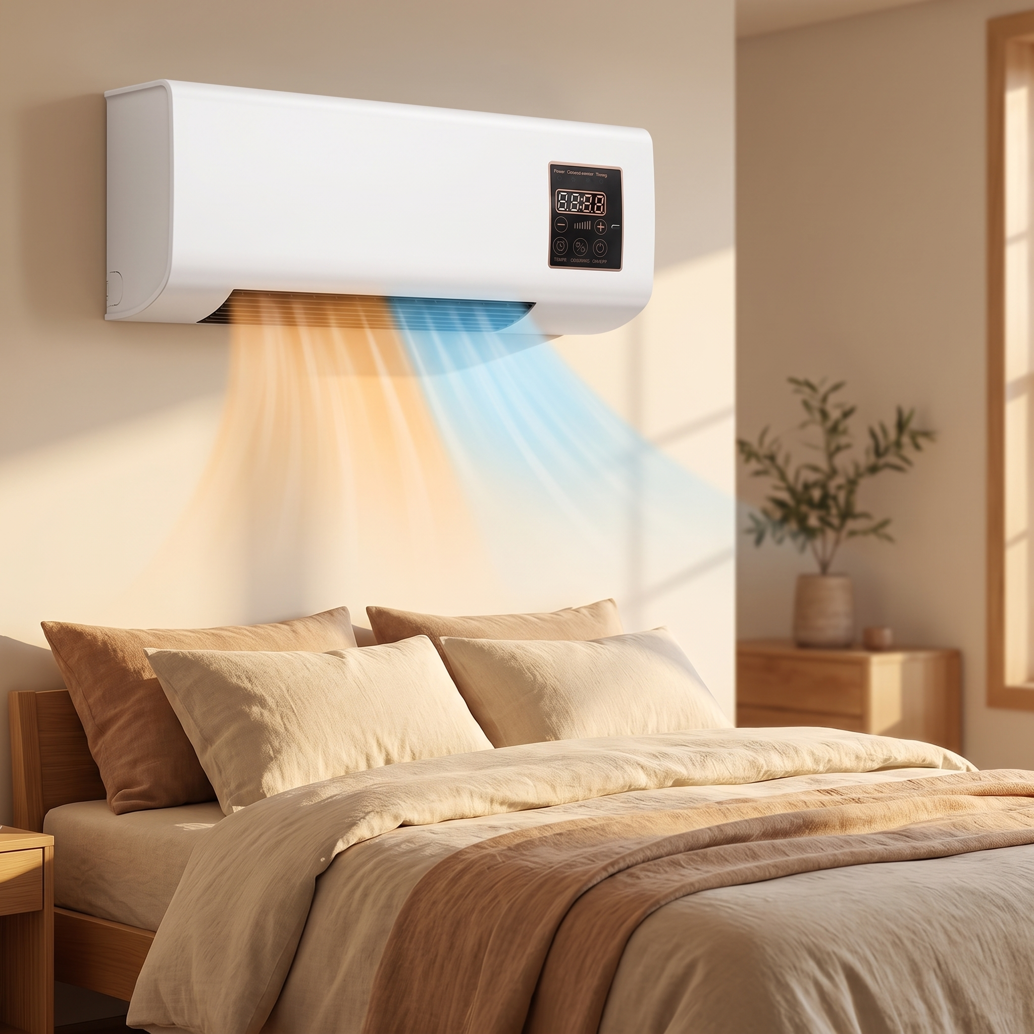 Wandairco slaapkamer 4-in-1 klimaatunit gemonteerd boven het bed