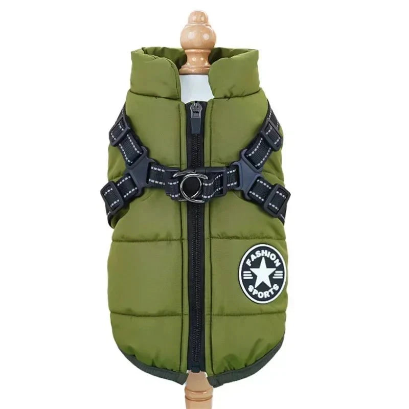 Dog Jacket Harness 2-in-1 Waterproof Fleece Lined Reflective S to 5XL Small Large Dogs Winter Coat Zip | Koossa