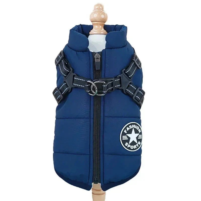 Dog Jacket Harness 2-in-1 Waterproof Fleece Lined Reflective S to 5XL Small Large Dogs Winter Coat Zip | Koossa