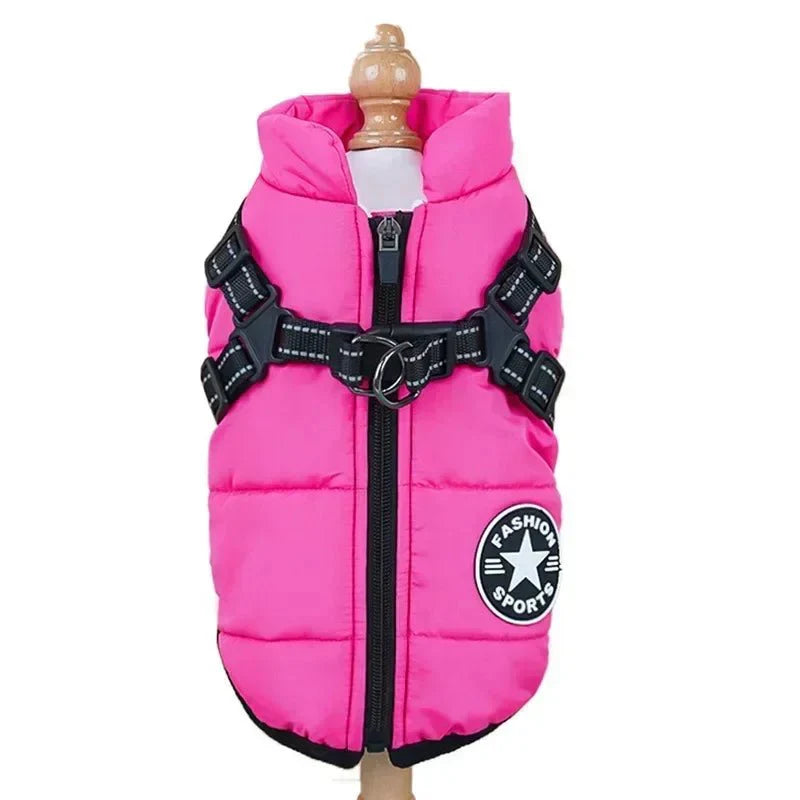 Dog Jacket Harness 2-in-1 Waterproof Fleece Lined Reflective S to 5XL Small Large Dogs Winter Coat Zip | Koossa