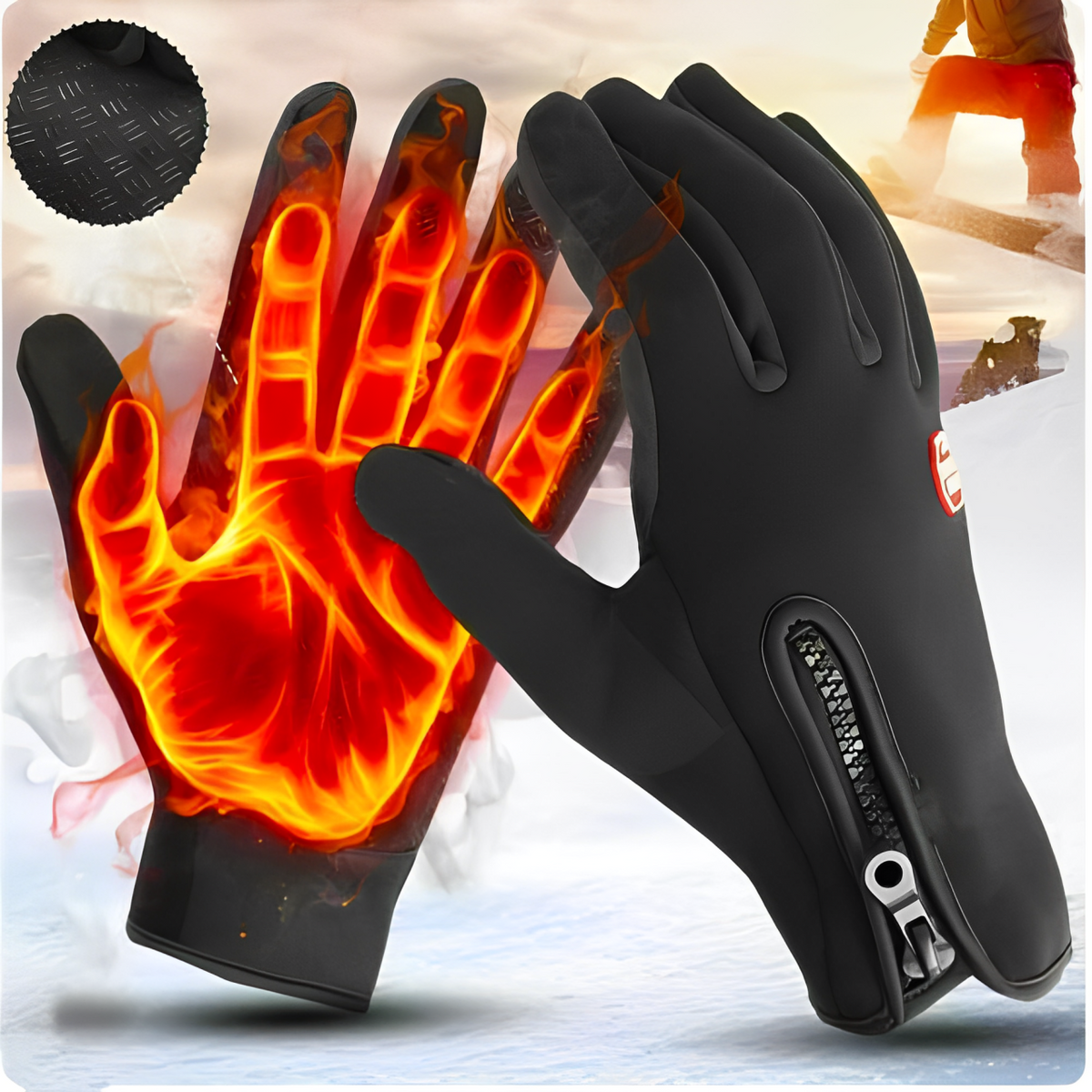 Battery-Powered Heated Gloves with Touchscreen Fingertips and Adjustable Heat Settings for Winter Cycling, Skiing, Snow | Lonoma