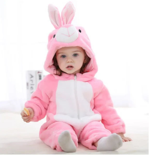 Baby Animal Onesie Costume with Hood, Full-Zip Fleece Romper Jumpsuit for Infants & Toddlers, Cozy Loungewear, Playdates & Photo Shoots | Lonoma