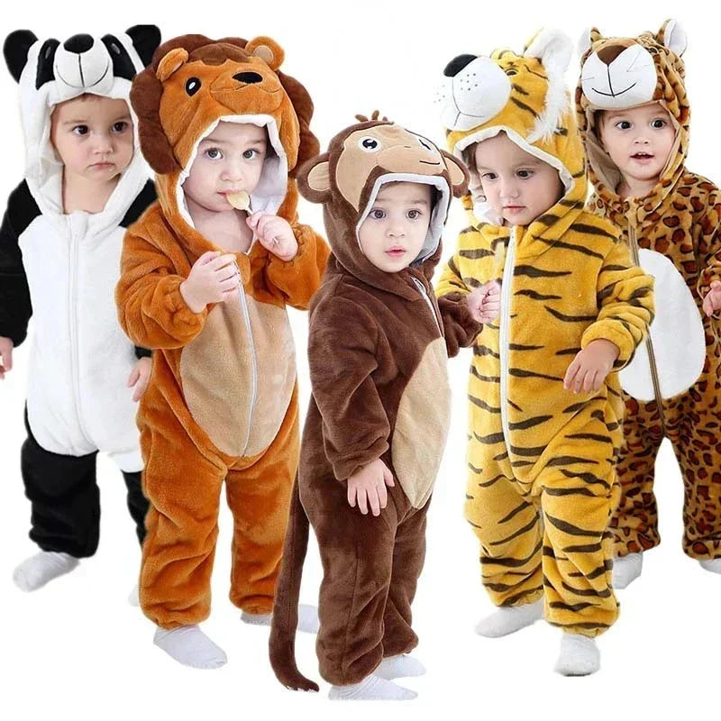 Baby Animal Onesie Costume with Hood, Full-Zip Fleece Romper Jumpsuit for Infants & Toddlers, Cozy Loungewear, Playdates & Photo Shoots | Lonoma