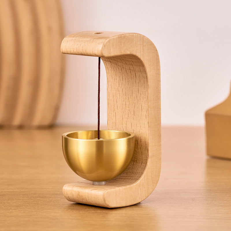 Carillon éolien en bois magnétique avec bol sonore suspendu style scandinave décoration méditative zen | Koossa