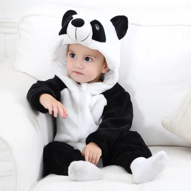 Baby Animal Onesie Costume with Hood, Full-Zip Fleece Romper Jumpsuit for Infants & Toddlers, Cozy Loungewear, Playdates & Photo Shoots | Lonoma