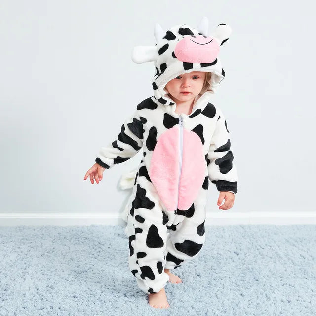 Baby Animal Onesie Costume with Hood, Full-Zip Fleece Romper Jumpsuit for Infants & Toddlers, Cozy Loungewear, Playdates & Photo Shoots | Lonoma