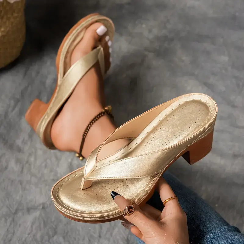 Women's Platform Sandals with Wide Cross Strap in Gold, Black, Brown & White for Effortless Summer Elegance | Koossa