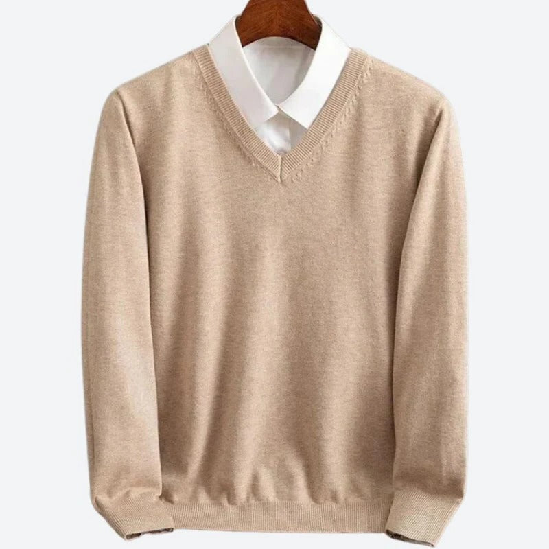 Men's 100% Cashmere Crew Neck Sweater – Soft Warm Long Sleeve Pullover for Fall, Winter, Office and Casual Everyday Layering | Lonoma