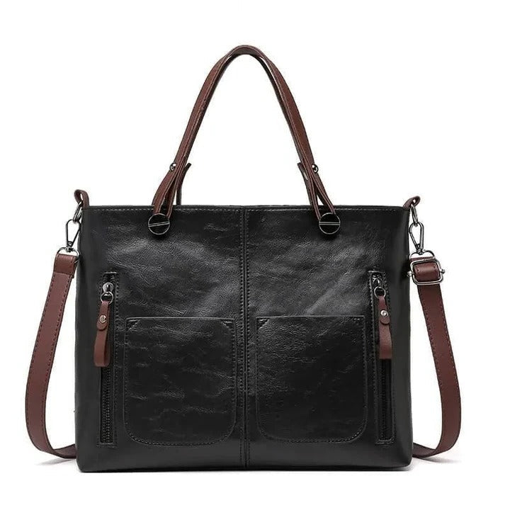 Genuine Leather Tote Bag for Women – Medium Structured Shoulder Bag with Top Handles and Zipper Closure for Work, Travel & Everyday Use | Lonoma
