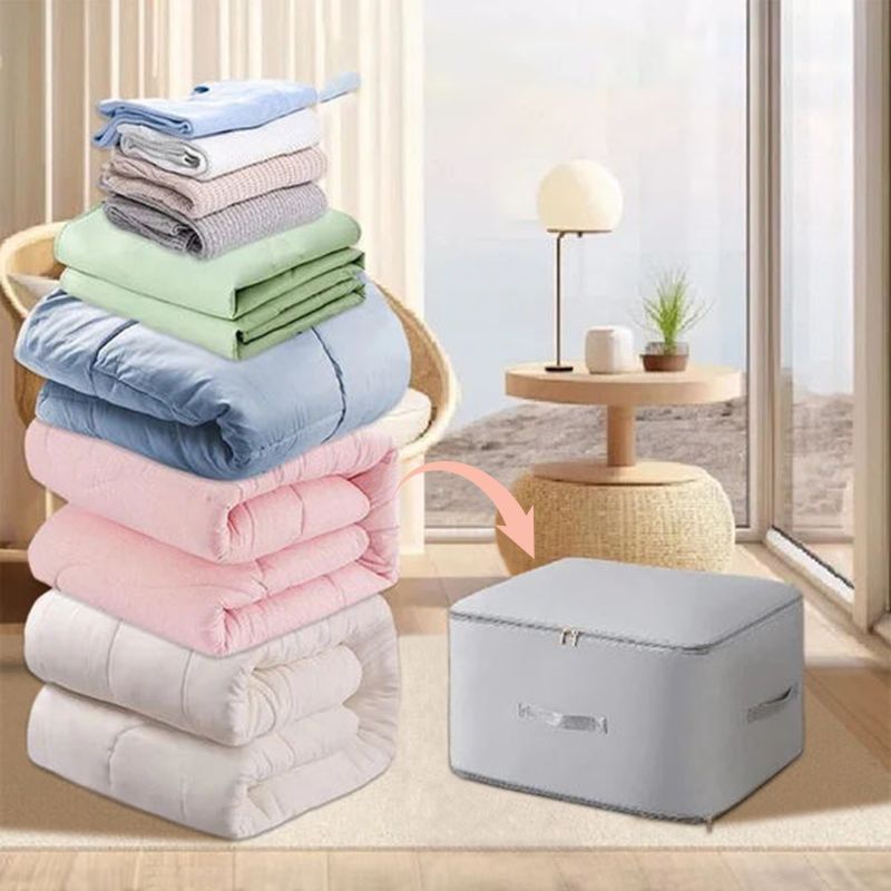 Under Bed Storage Bag with Handles, Nylon Fabric Organizer for Closet, Comforters, Blankets, Seasonal Clothing, Gray Beige Pink | Lonoma