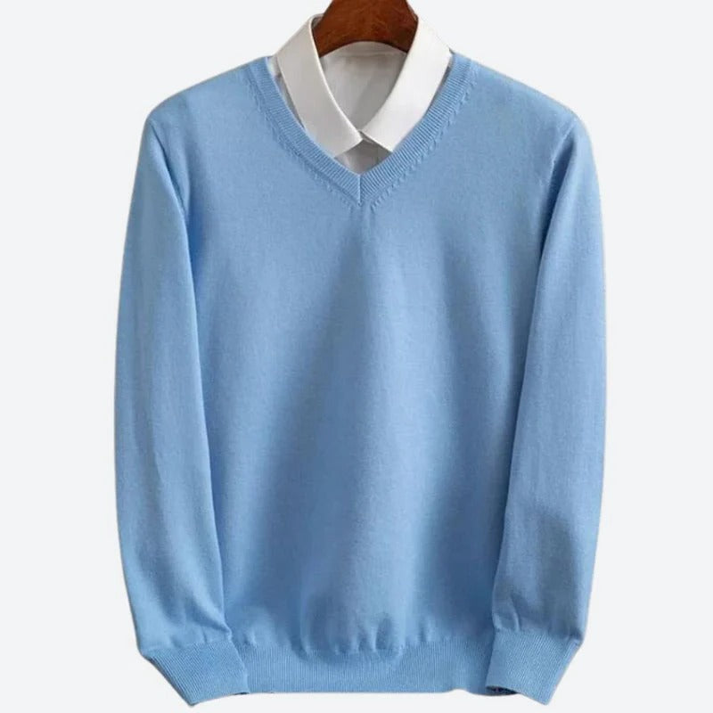 Men's 100% Cashmere Crew Neck Sweater – Soft Warm Long Sleeve Pullover for Fall, Winter, Office and Casual Everyday Layering | Lonoma