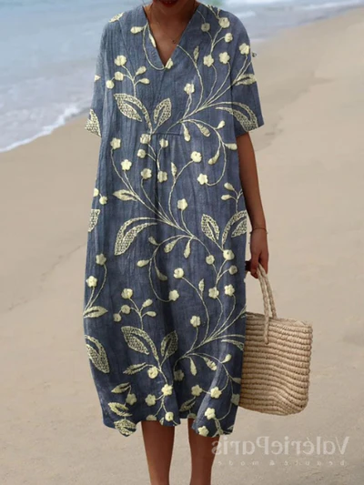 Women's Floral Print Summer Midi Dress — Elegant Day Dress for Warm Weather & Garden Parties | Koossa