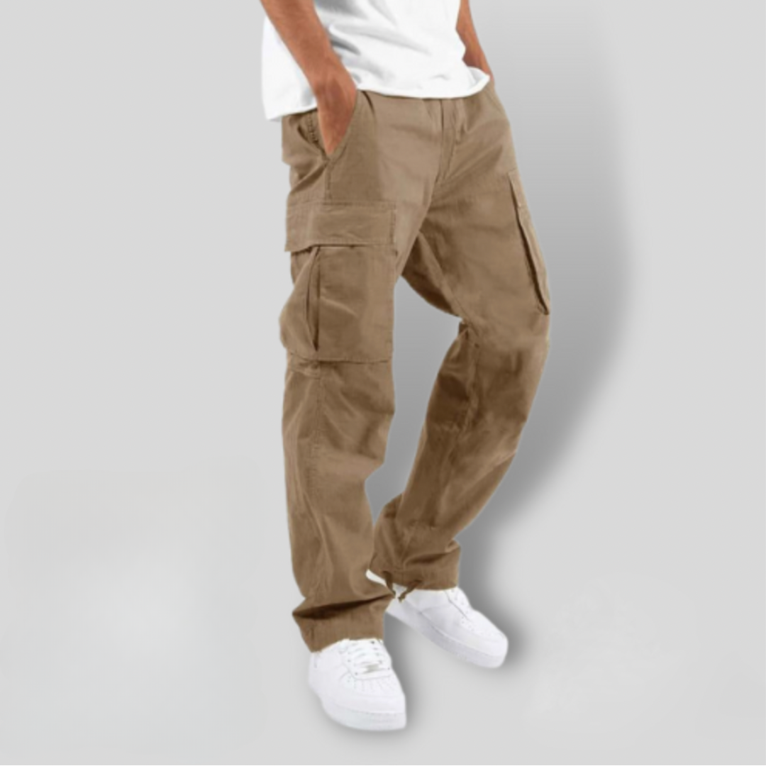 Relaxed Cargo Trousers with Flap Pockets in Cotton Twill | Versatile Everyday Trousers with Functional Utility Styling | Koossa