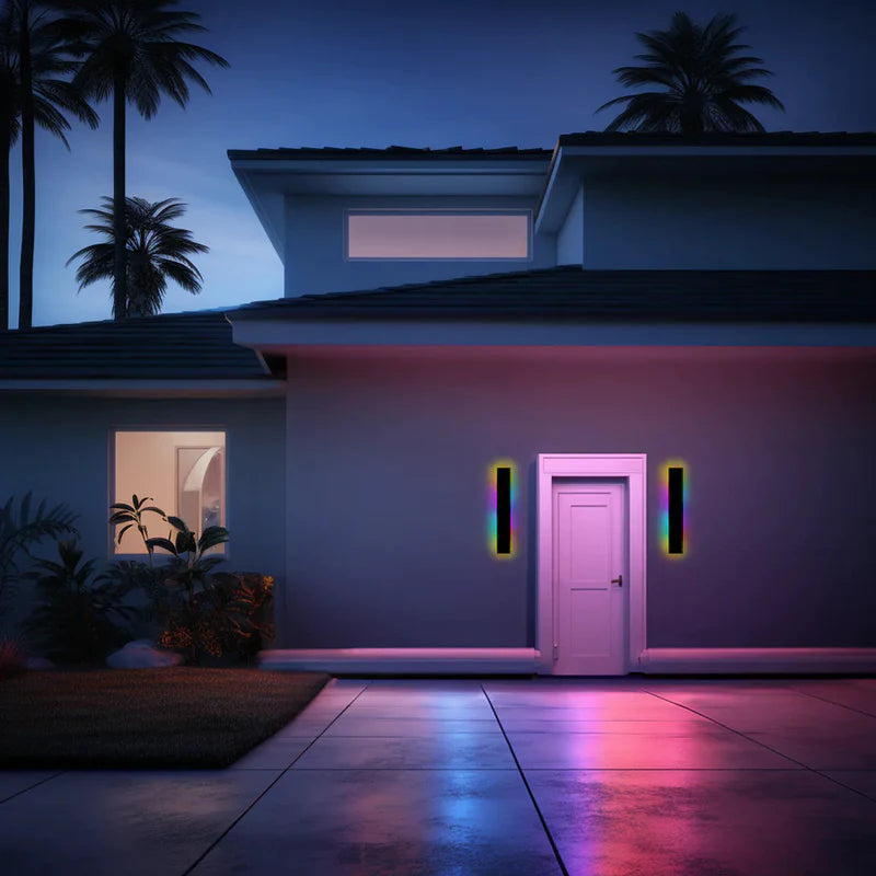 Applique murale LED extérieure verticale noire aluminium IP65 30–200 cm façade jardin allée éclairage moderne | Koossa