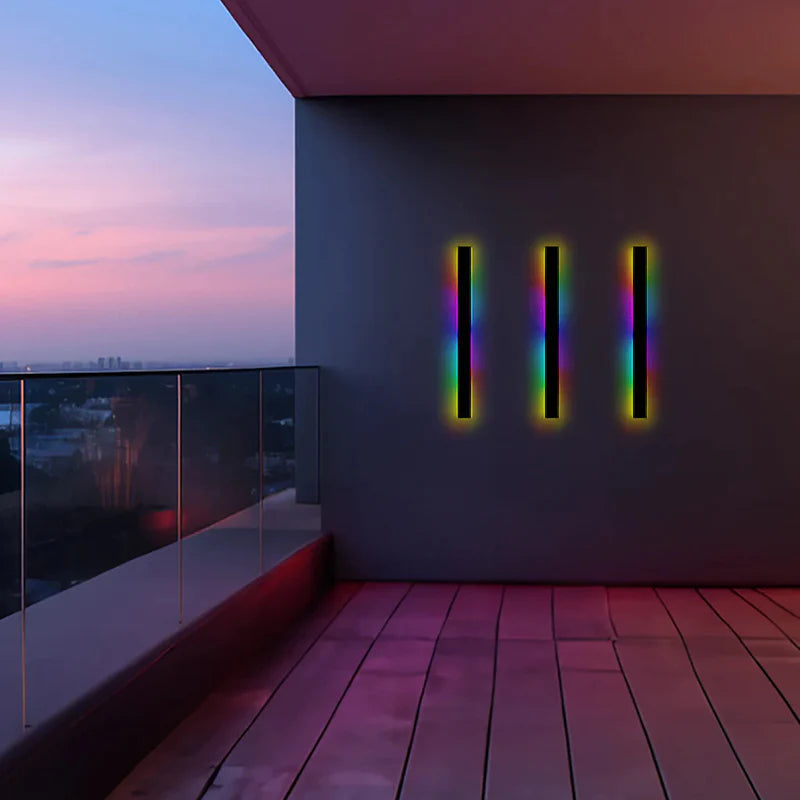 Applique murale LED extérieure verticale noire aluminium IP65 30–200 cm façade jardin allée éclairage moderne | Koossa