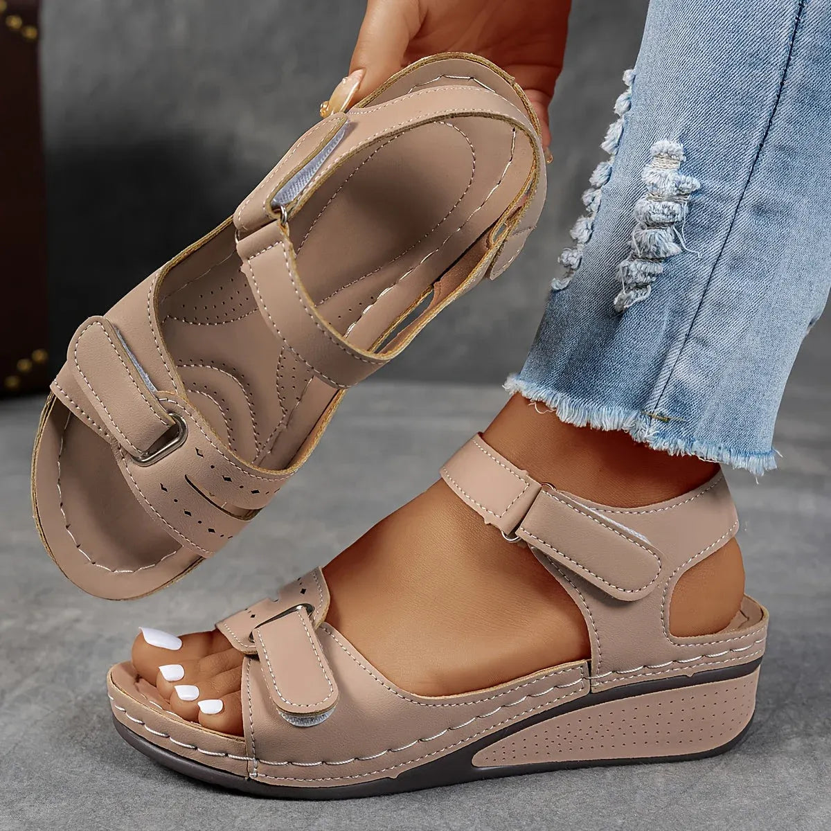Women's Orthopedic Strap Sandals with Low Heel in Eight Colours – Supportive Summer Footwear with Ergonomic Sole for All-Day Comfort and Elegant Styling | Koossa