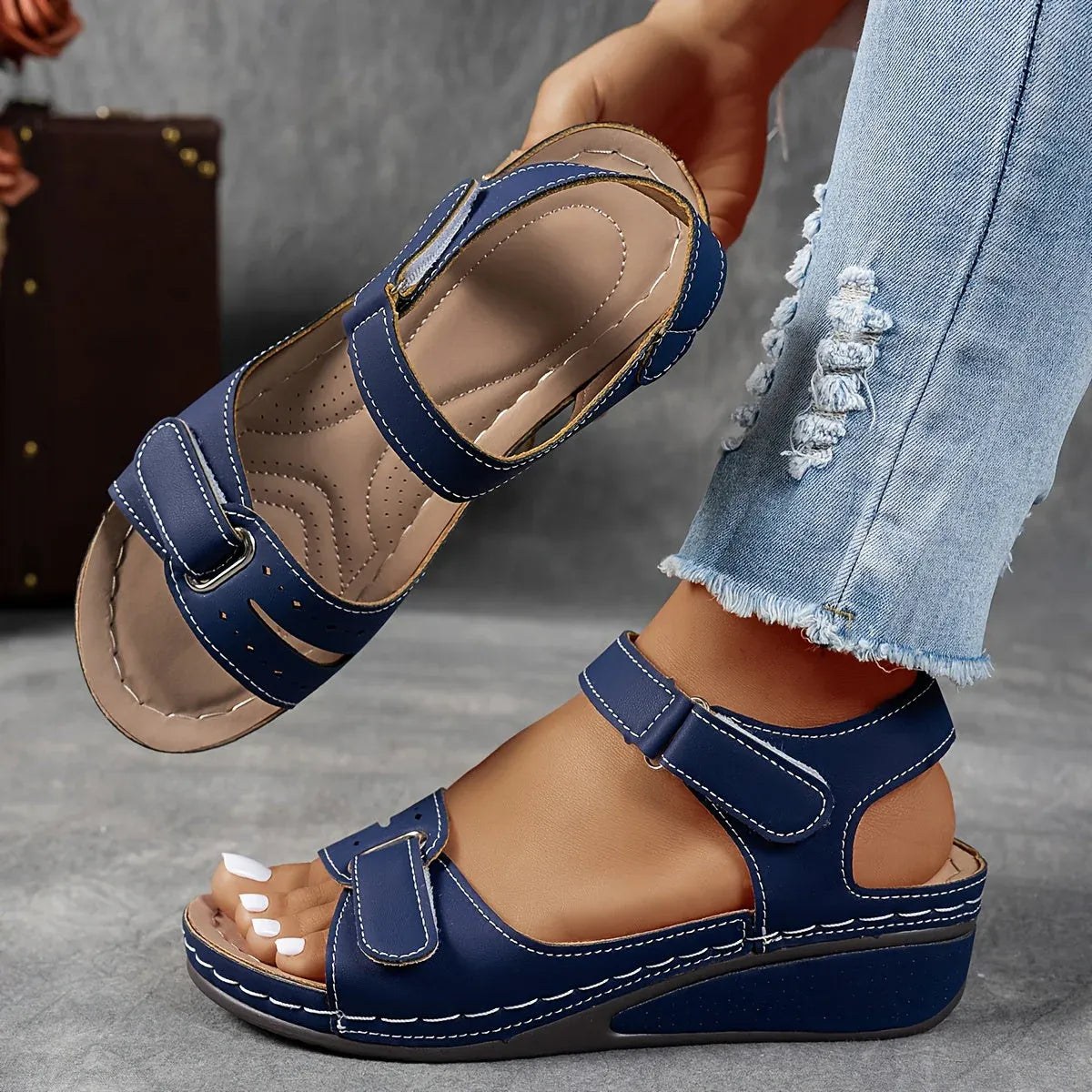 Women's Orthopedic Strap Sandals with Low Heel in Eight Colours – Supportive Summer Footwear with Ergonomic Sole for All-Day Comfort and Elegant Styling | Koossa
