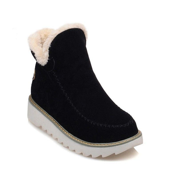 Women's Slip-On Ankle Boots with Platform Sole and Stitch Detail in Khaki, Brown, and Black | Comfortable Winter Footwear for Everyday Wear | Koossa