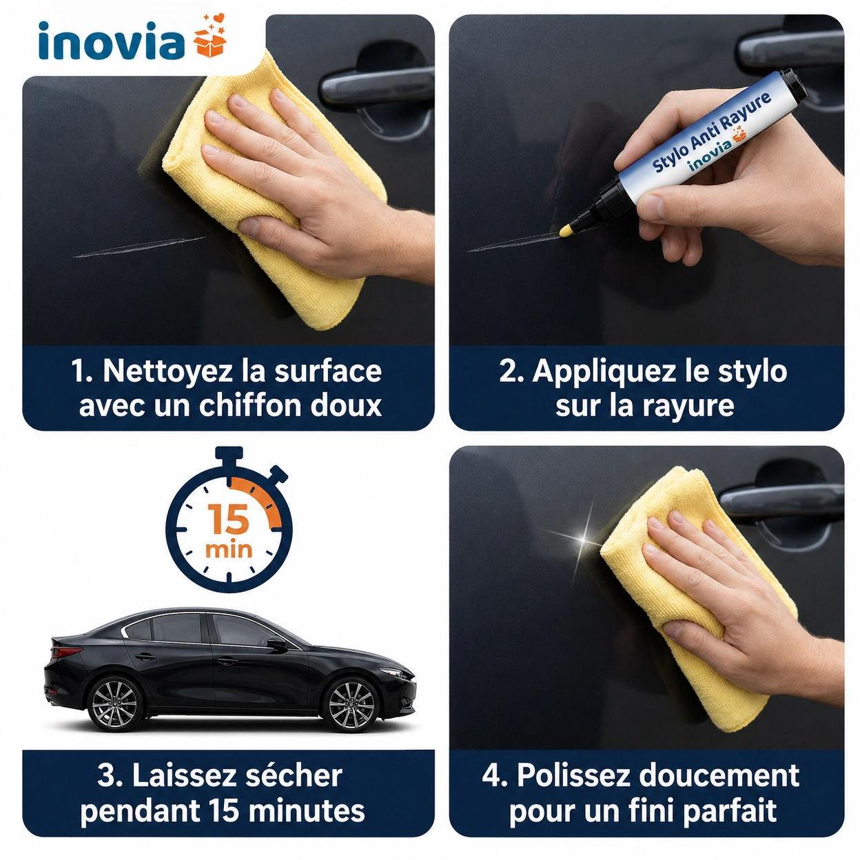 Stylo réparateur de peinture automobile universel pour retouche carrosserie rayée éclats vernis finition | Koossa